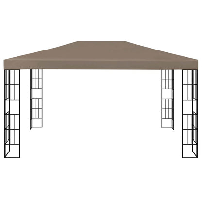 Gazebo with LED String Lights 4x3 m Taupe