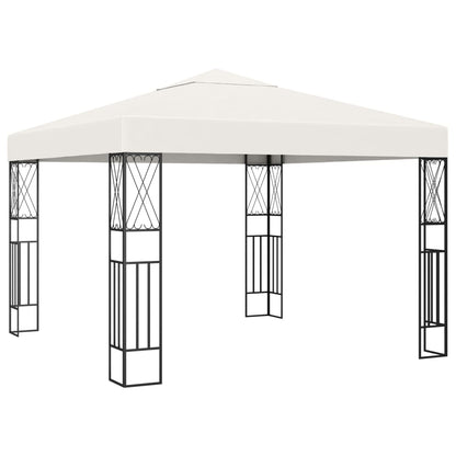 Gazebo with LED String Lights 3x3 m Cream Fabric