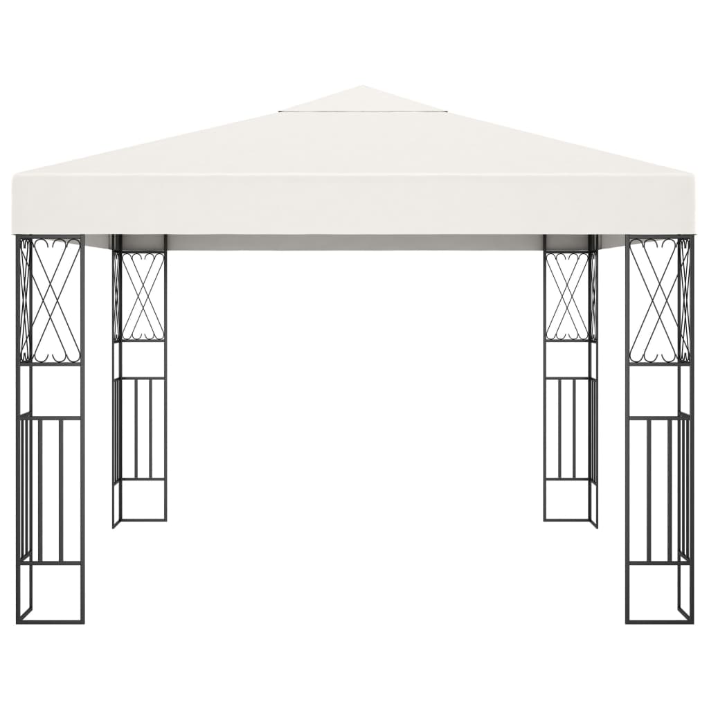 Gazebo with LED String Lights 3x3 m Cream Fabric