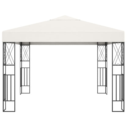 Gazebo with LED String Lights 3x3 m Cream Fabric