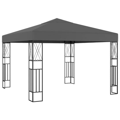 Gazebo with LED String Lights 3x3 m Anthracite Fabric