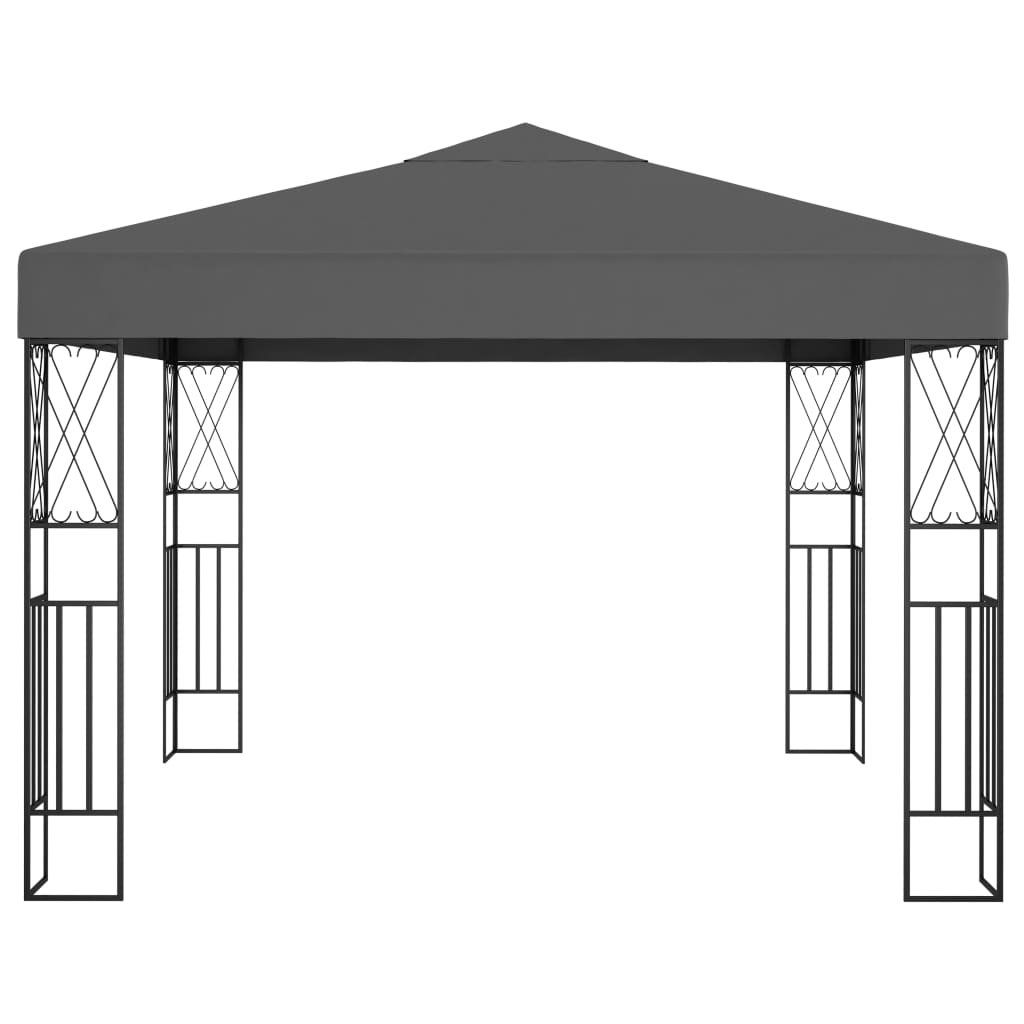 Gazebo with LED String Lights 3x3 m Anthracite Fabric