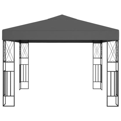 Gazebo with LED String Lights 3x3 m Anthracite Fabric