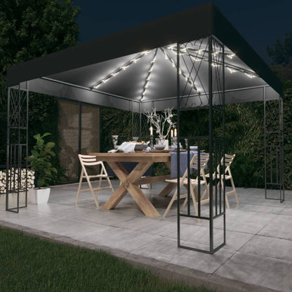 Gazebo with LED String Lights 3x3 m Anthracite Fabric