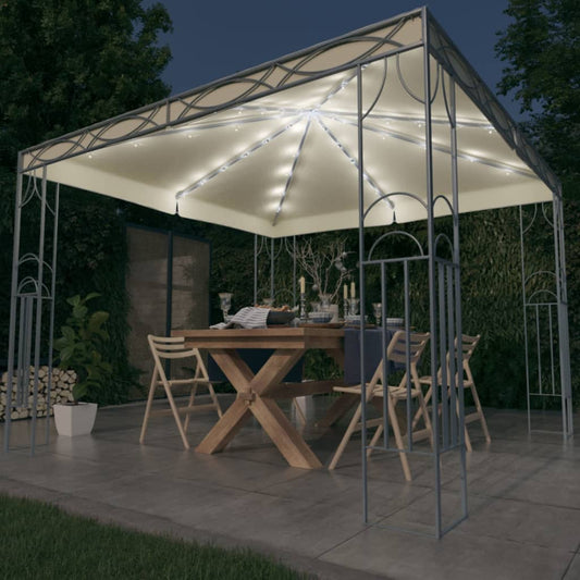 Gazebo with LED String Lights 300x300 cm Cream