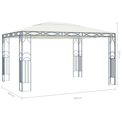 Gazebo with LED String Lights 400x300 cm Cream