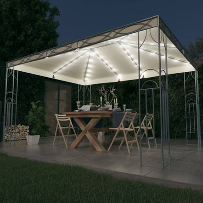 Gazebo with LED String Lights 400x300 cm Cream