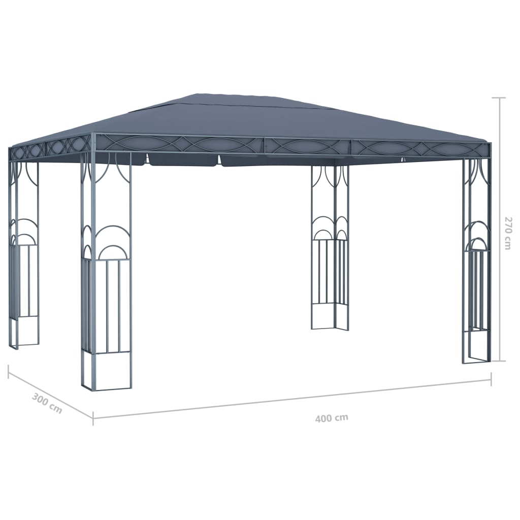 Gazebo with LED String Lights 400x300 cm Anthracite