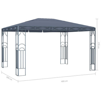 Gazebo with LED String Lights 400x300 cm Anthracite