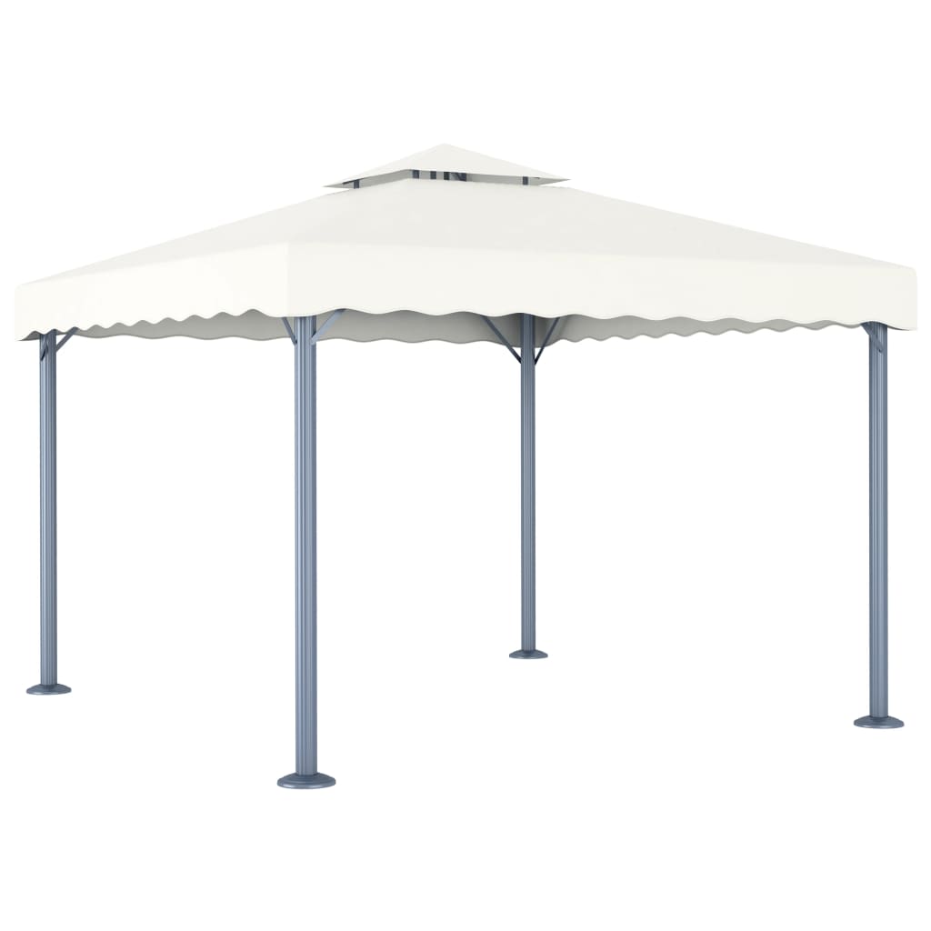 Gazebo with LED String Lights 300x300 cm Cream Aluminium