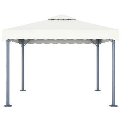 Gazebo with LED String Lights 300x300 cm Cream Aluminium