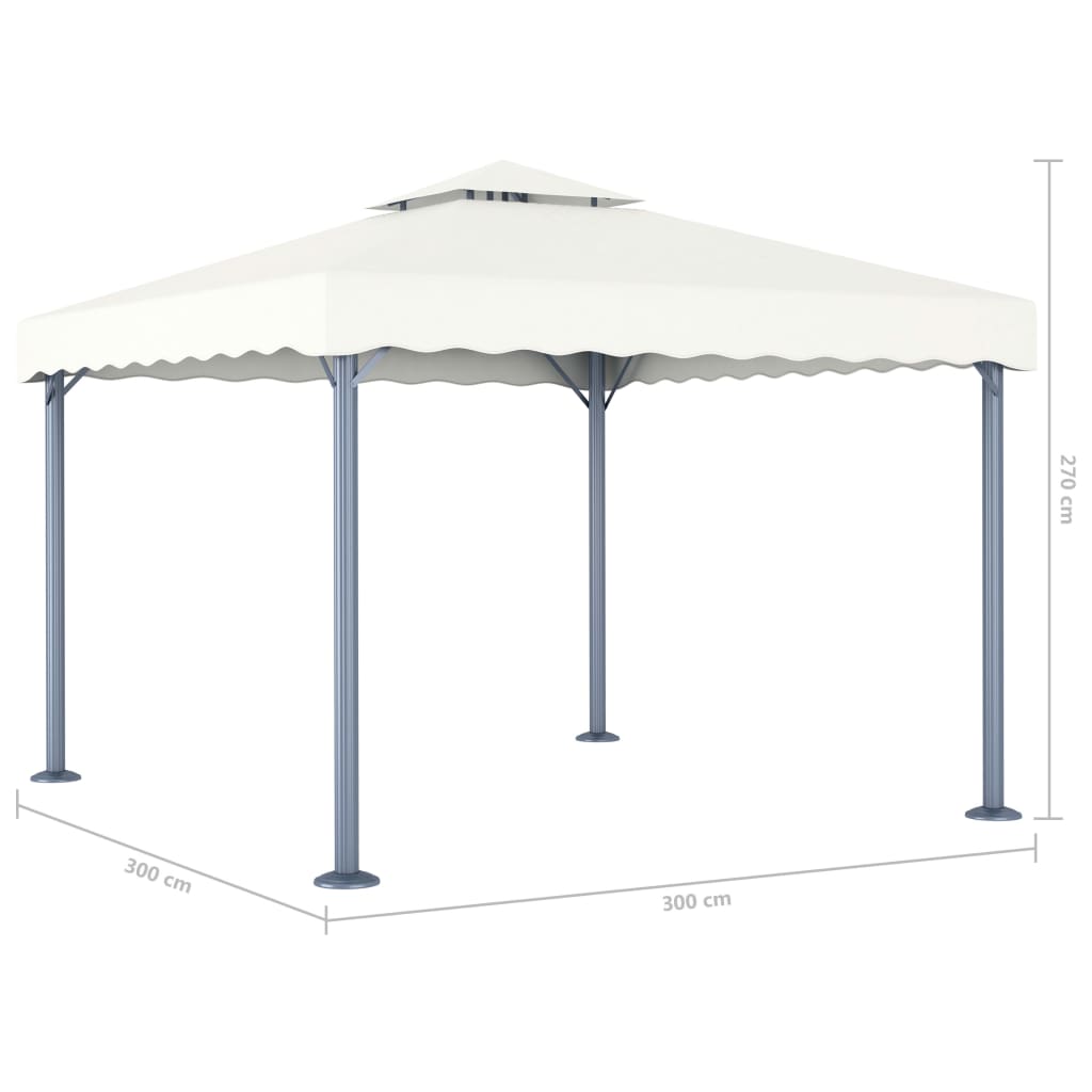 Gazebo with LED String Lights 300x300 cm Cream Aluminium