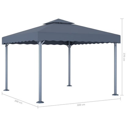 Gazebo with LED String Lights 300x300 cm Anthracite Aluminium