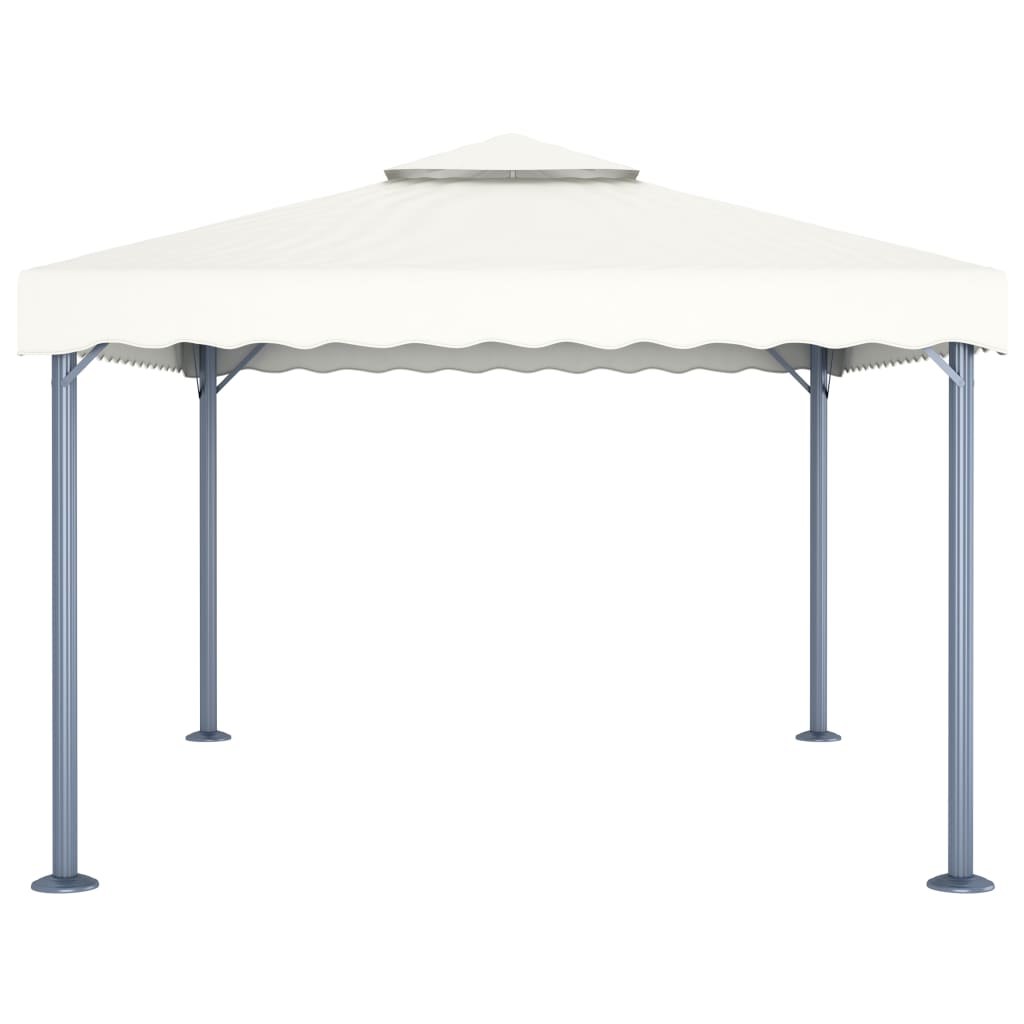 Gazebo with LED String Lights 400x300 cm Cream Aluminium