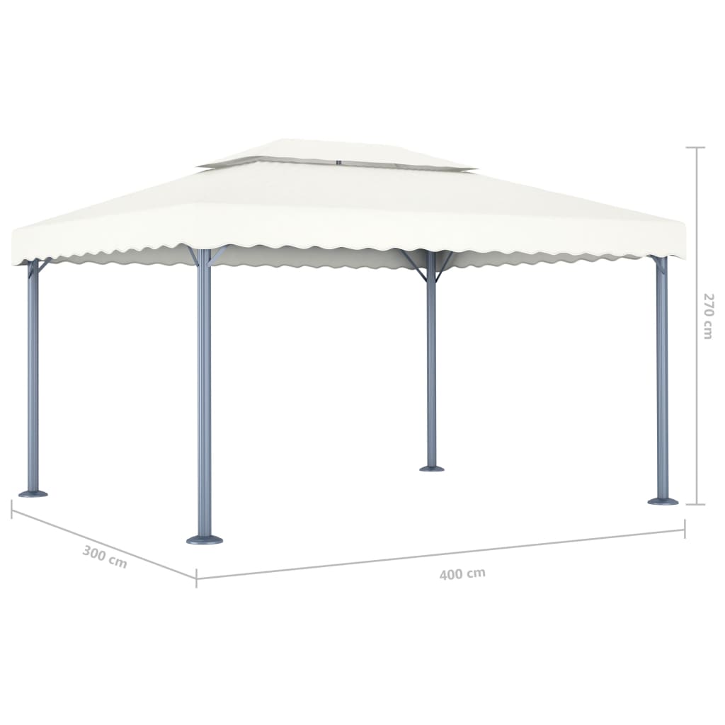 Gazebo with LED String Lights 400x300 cm Cream Aluminium