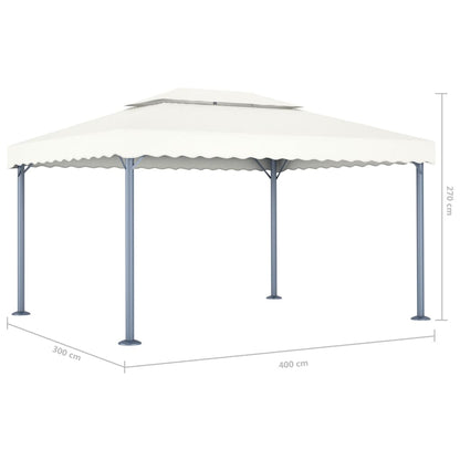 Gazebo with LED String Lights 400x300 cm Cream Aluminium