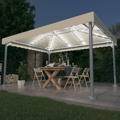 Gazebo with LED String Lights 400x300 cm Cream Aluminium