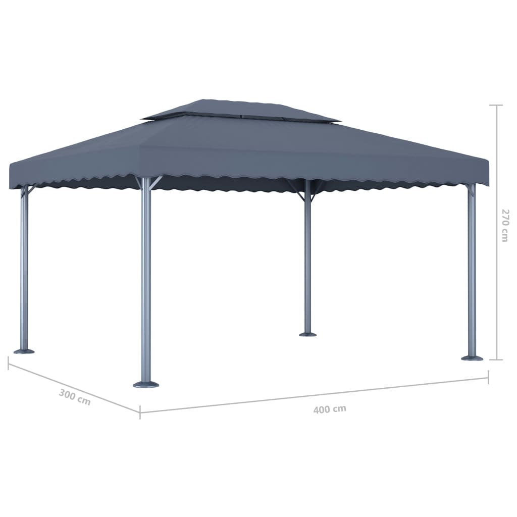 Gazebo with LED String Lights 400x300 cm Anthracite Aluminium