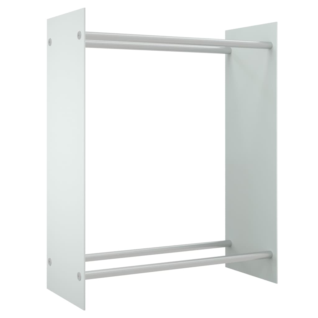 Firewood Rack White 80x35x100 cm Tempered Glass