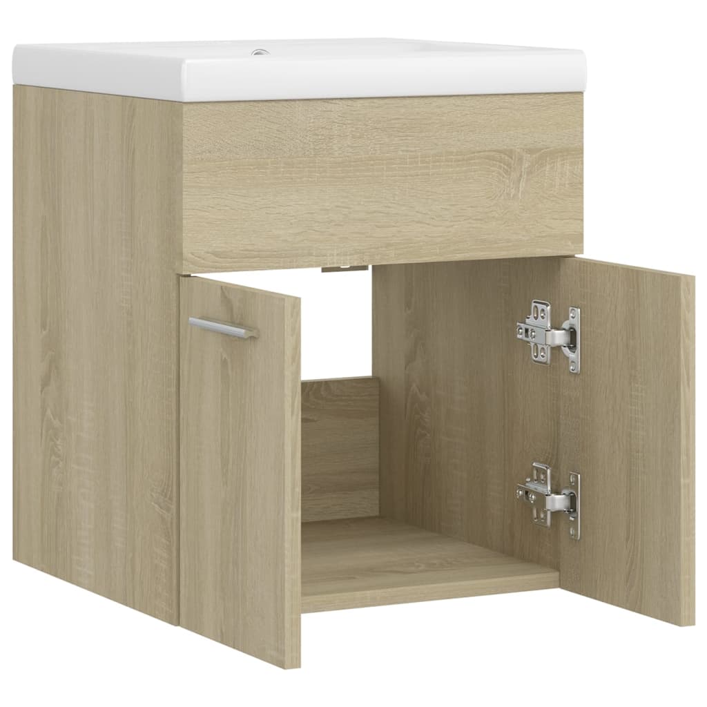 Sink Cabinet with Built-in Basin Sonoma Oak Engineered Wood