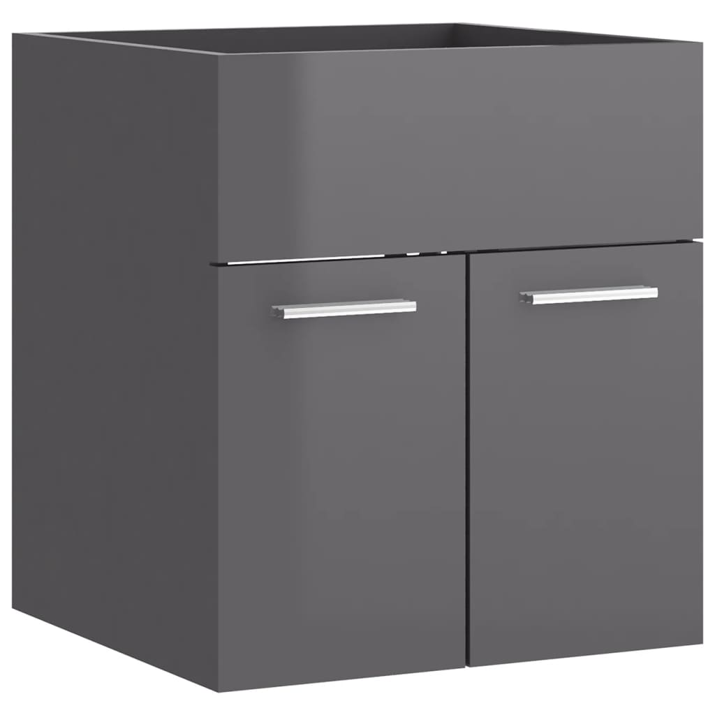 Sink Cabinet with Built-in Basin High Gloss Grey Engineered Wood