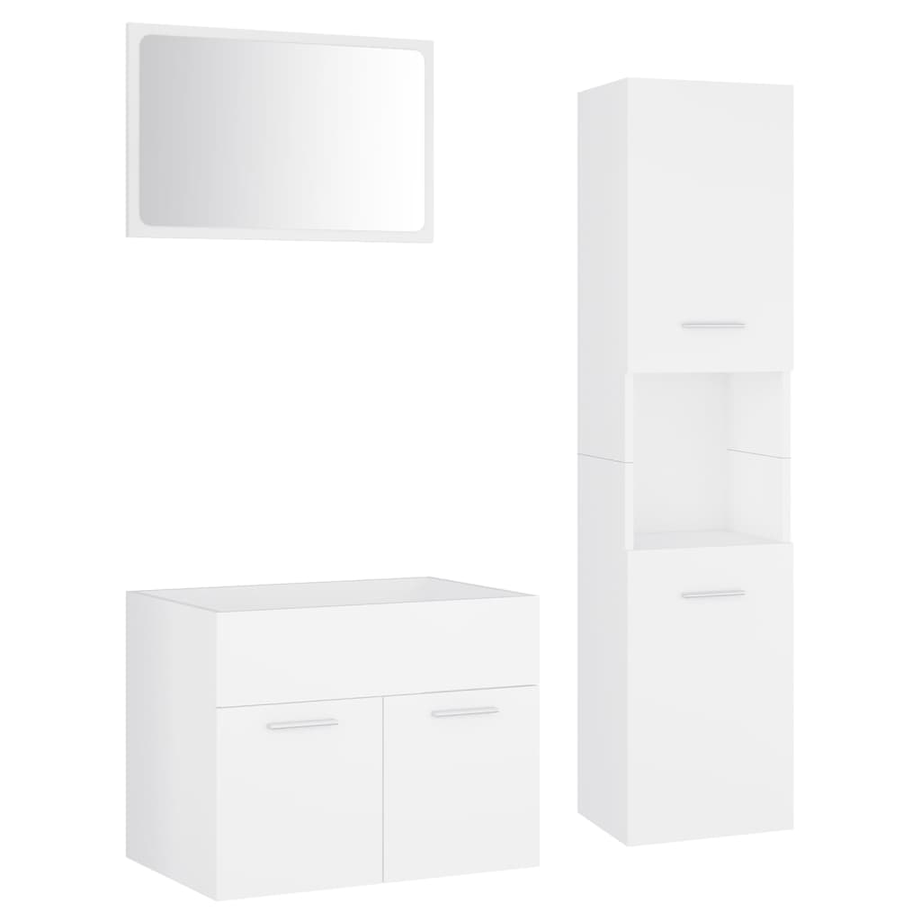 Bathroom Furniture Set White Engineered Wood