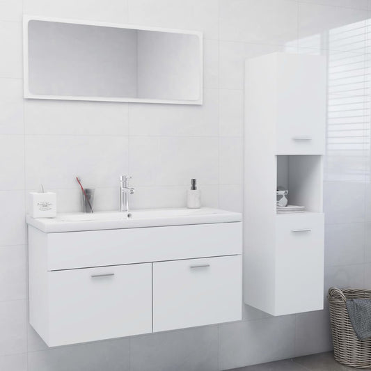 Bathroom Furniture Set White Engineered Wood