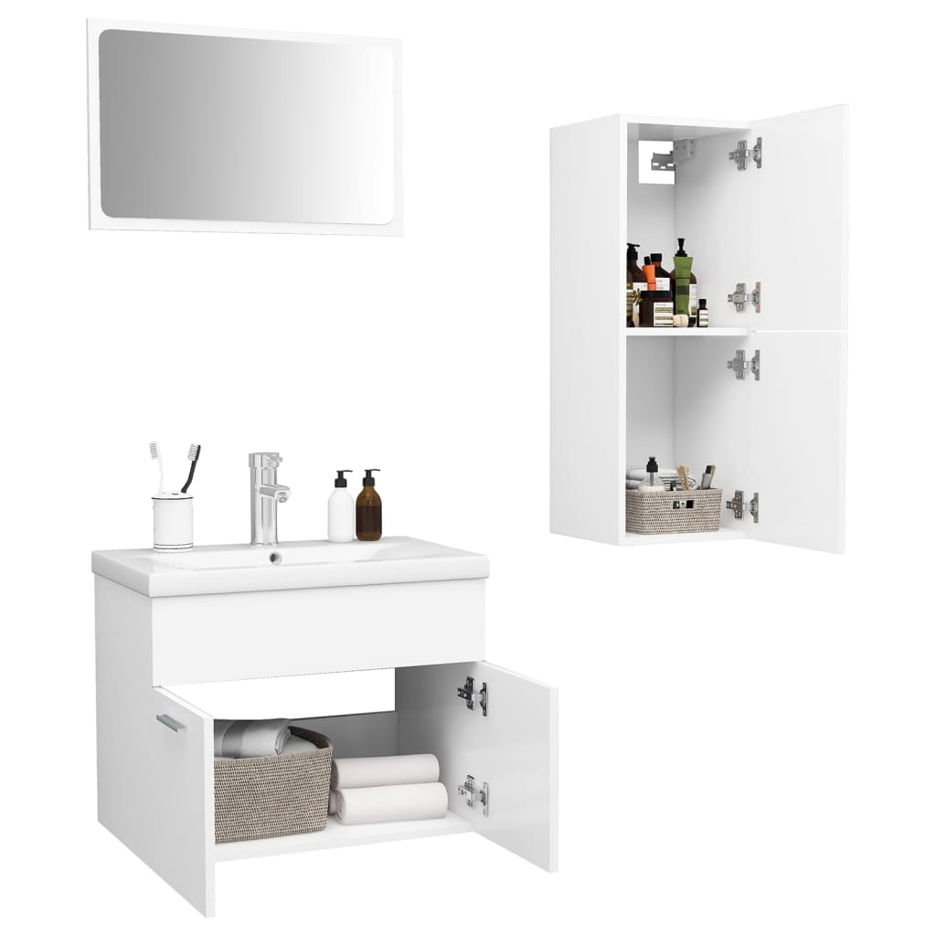 Bathroom Furniture Set White Engineered Wood