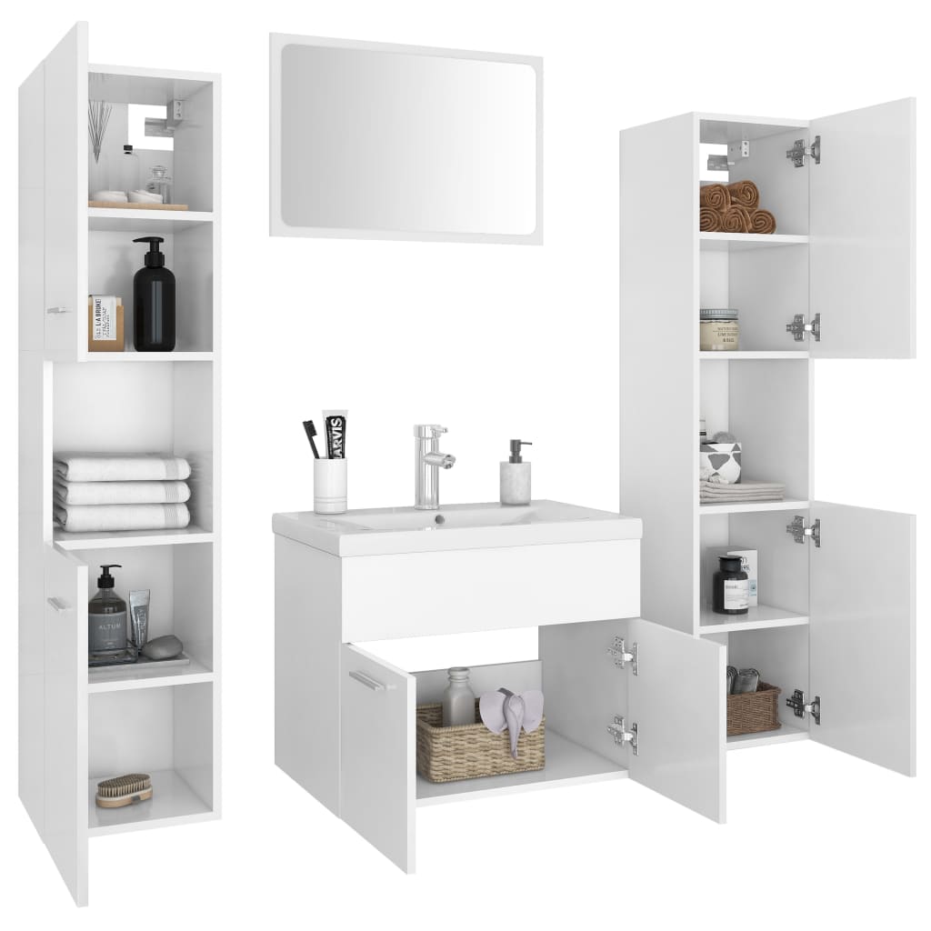 Bathroom Furniture Set White Engineered Wood