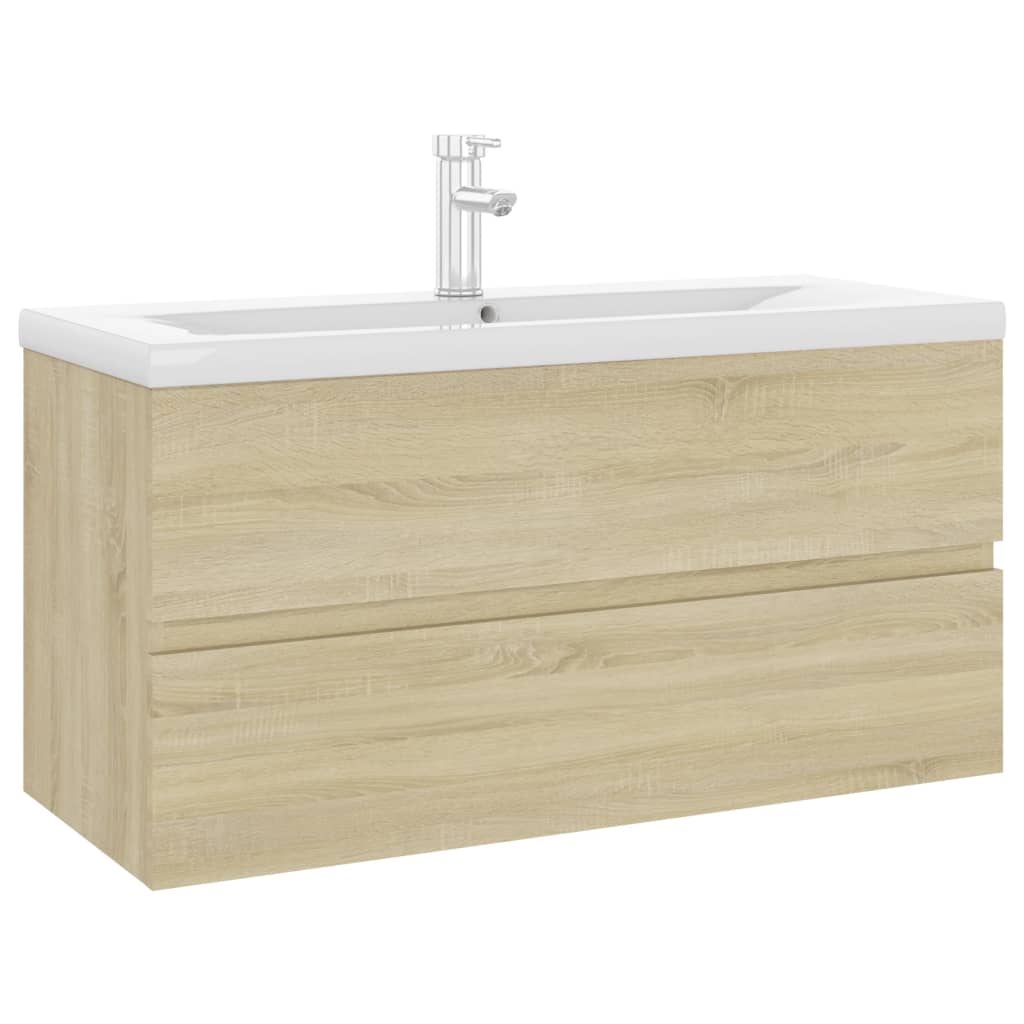 Sink Cabinet with Built-in Basin Sonoma Oak Engineered Wood