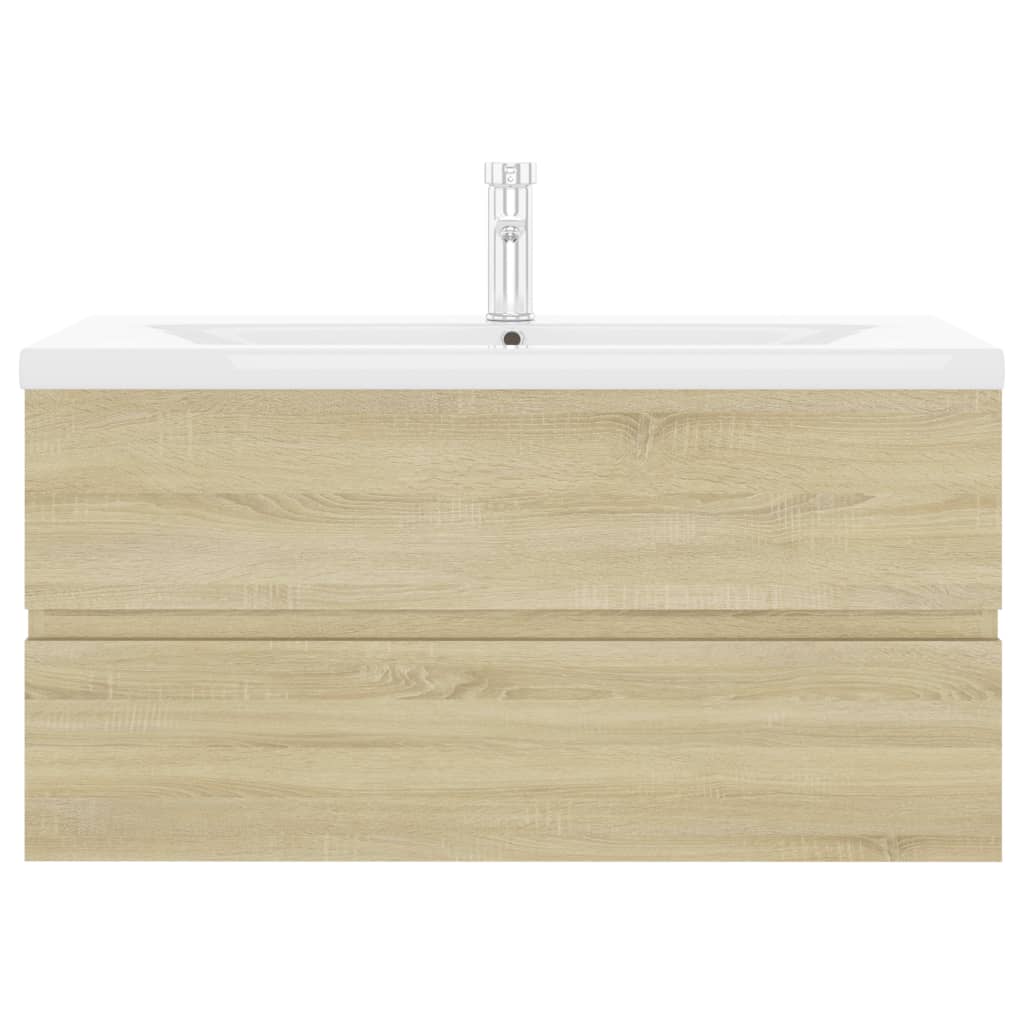 Sink Cabinet with Built-in Basin Sonoma Oak Engineered Wood