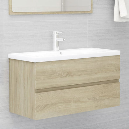 Sink Cabinet with Built-in Basin Sonoma Oak Engineered Wood