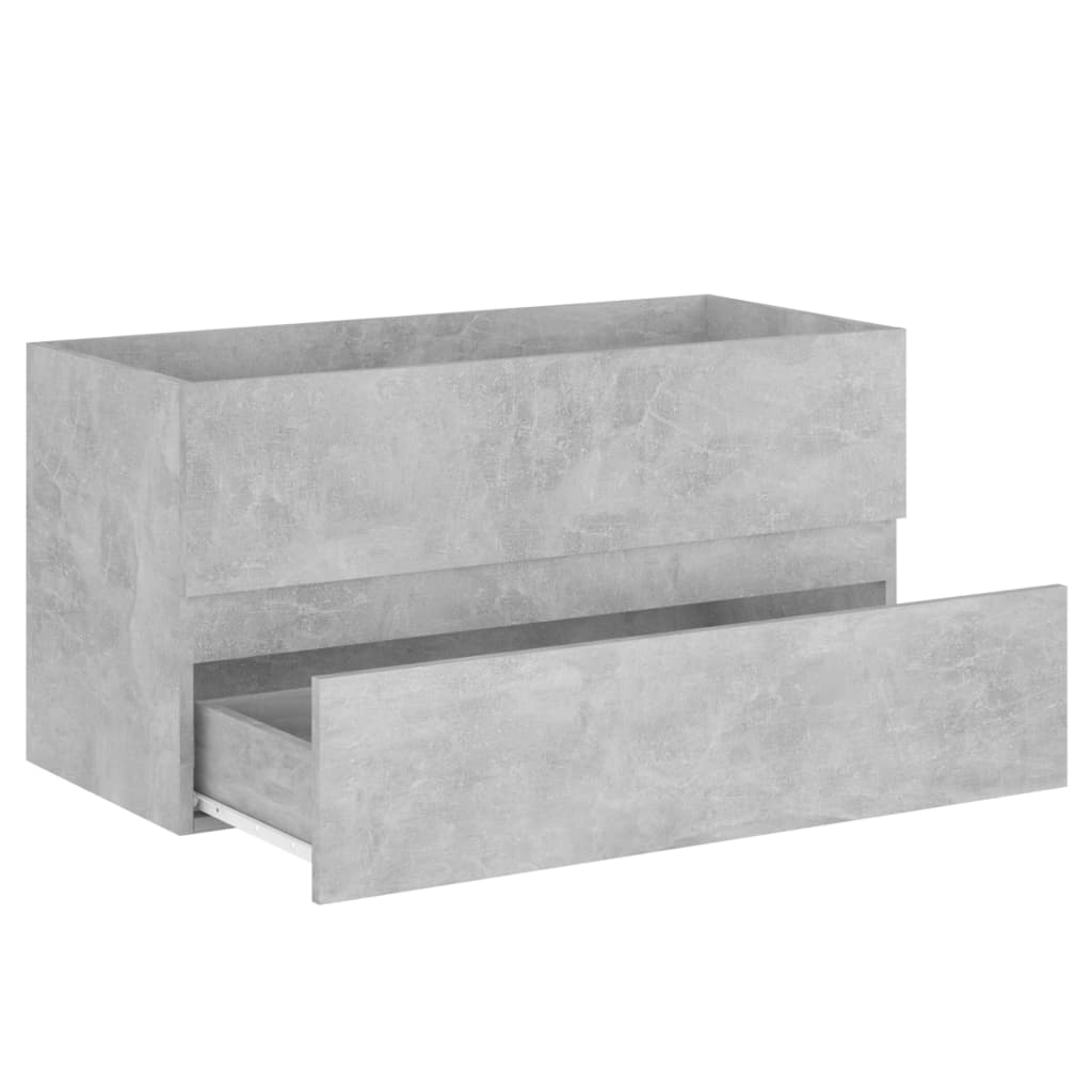 Sink Cabinet with Built-in Basin Concrete Grey Engineered Wood