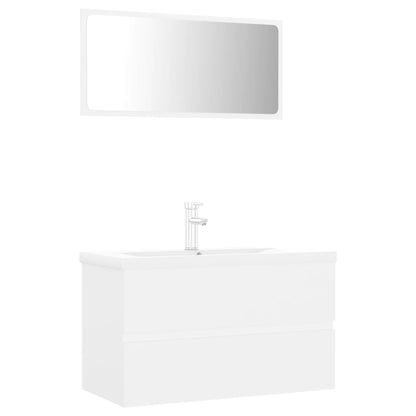 Bathroom Furniture Set White Engineered Wood