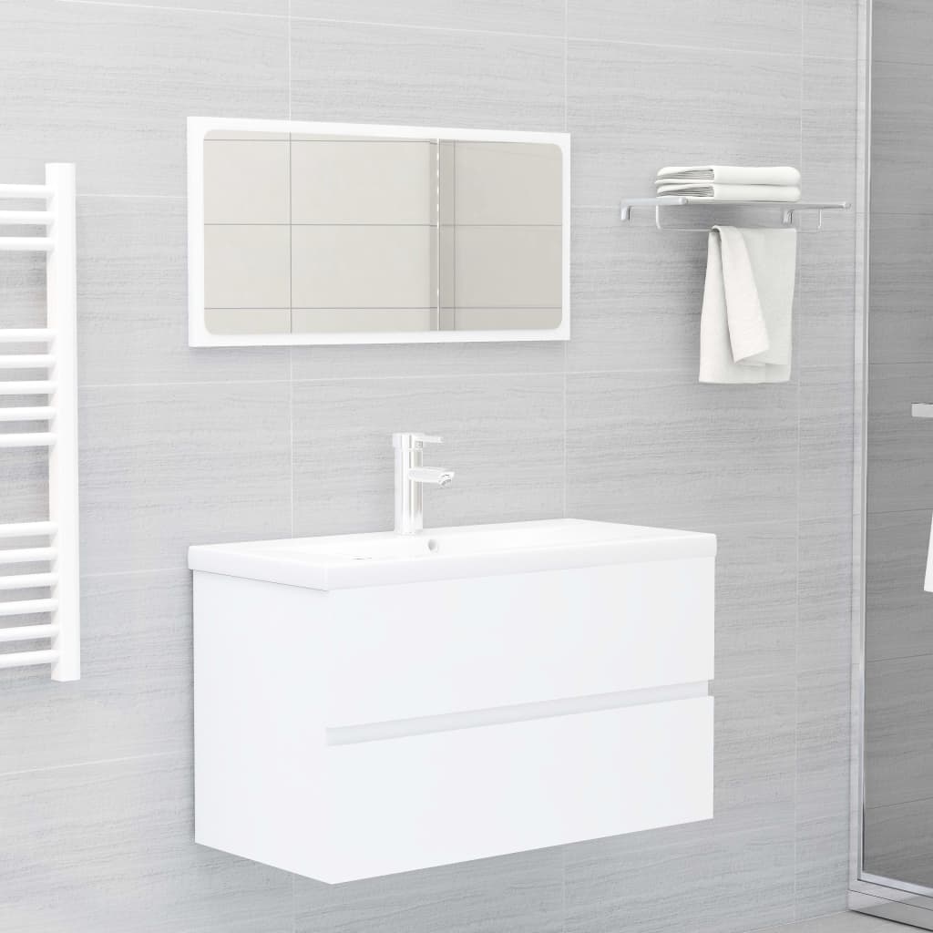 Bathroom Furniture Set White Engineered Wood