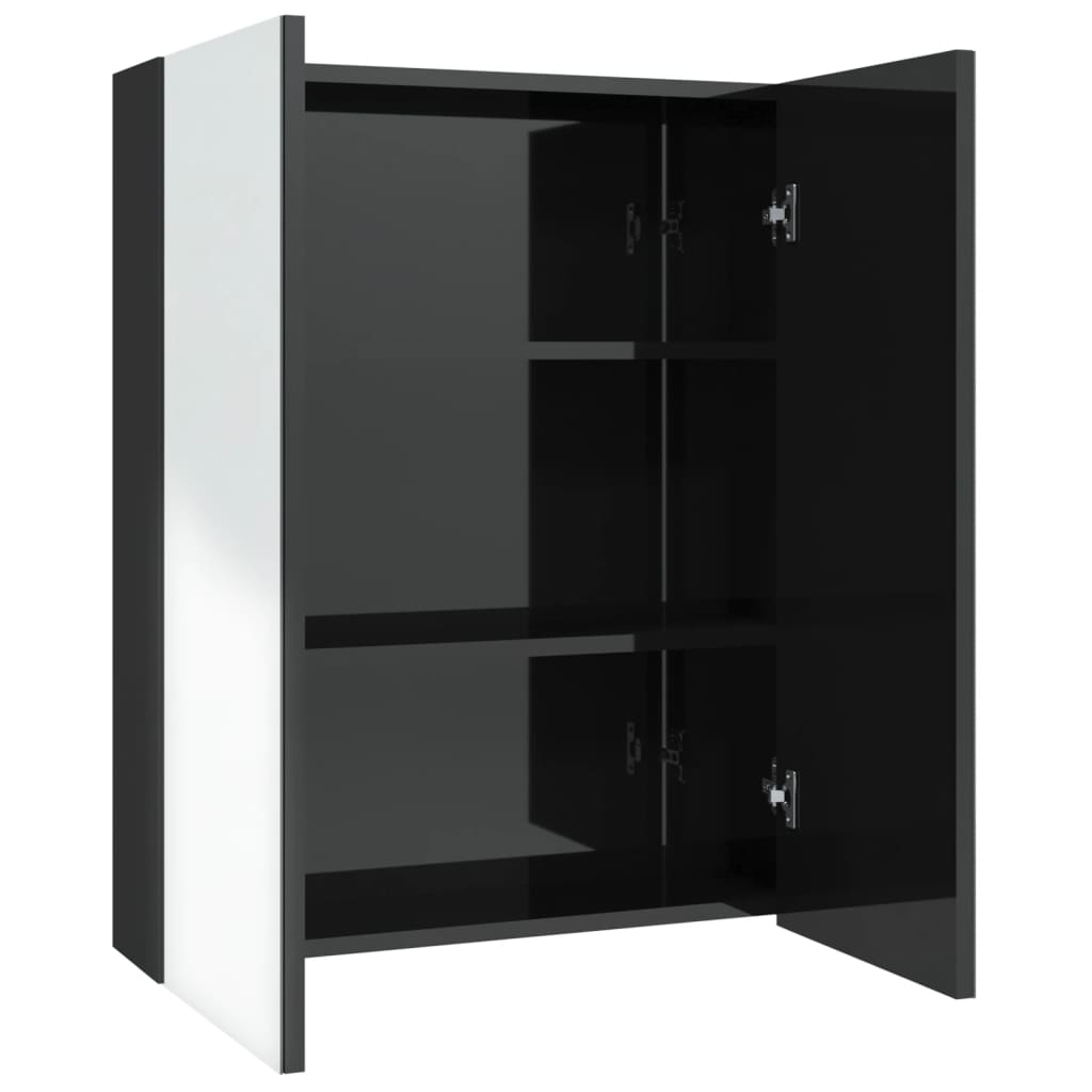 Bathroom Mirror Cabinet 60x15x75 cm MDF Shining Black