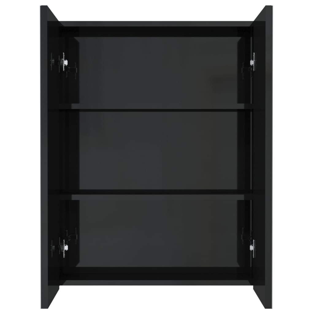 Bathroom Mirror Cabinet 60x15x75 cm MDF Shining Black