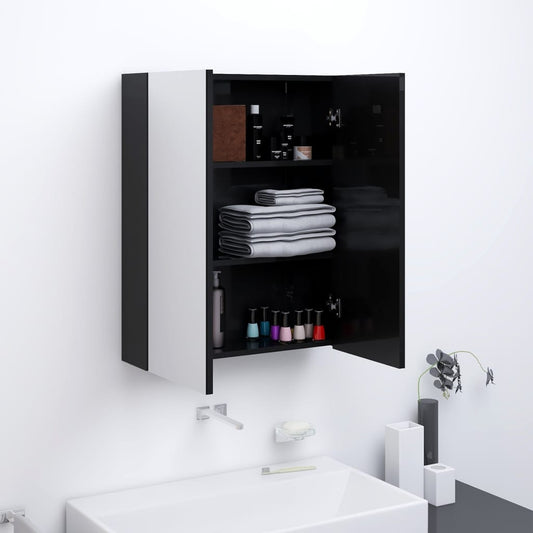 Bathroom Mirror Cabinet 60x15x75 cm MDF Shining Black