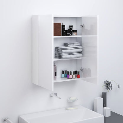 Bathroom Mirror Cabinet 60x15x75 cm MDF Shining White