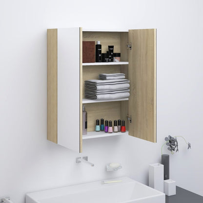 Bathroom Mirror Cabinet 60x15x75 cm MDF White and Oak