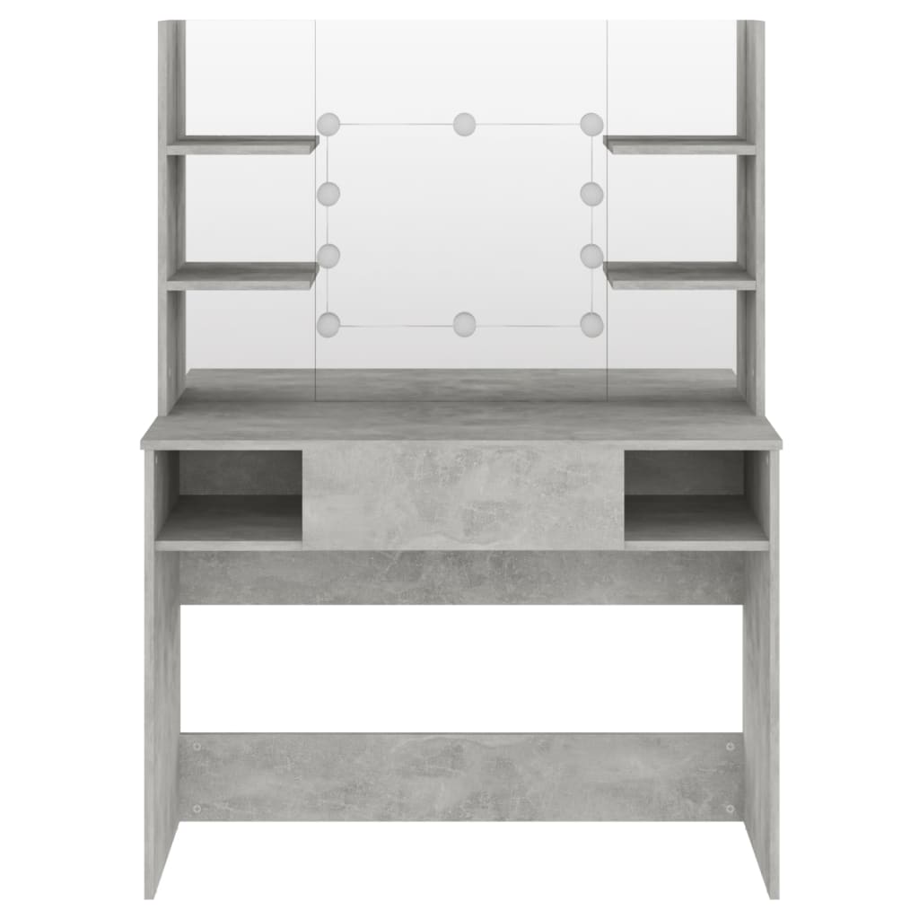 Makeup Table with LED Lights 100x40x135 cm MDF Concrete Grey