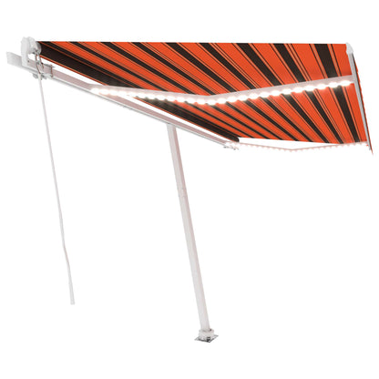 Manual Retractable Awning with LED 400x300 cm Orange and Brown