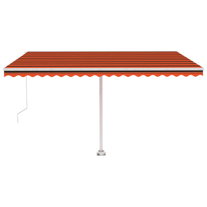 Manual Retractable Awning with LED 400x300 cm Orange and Brown