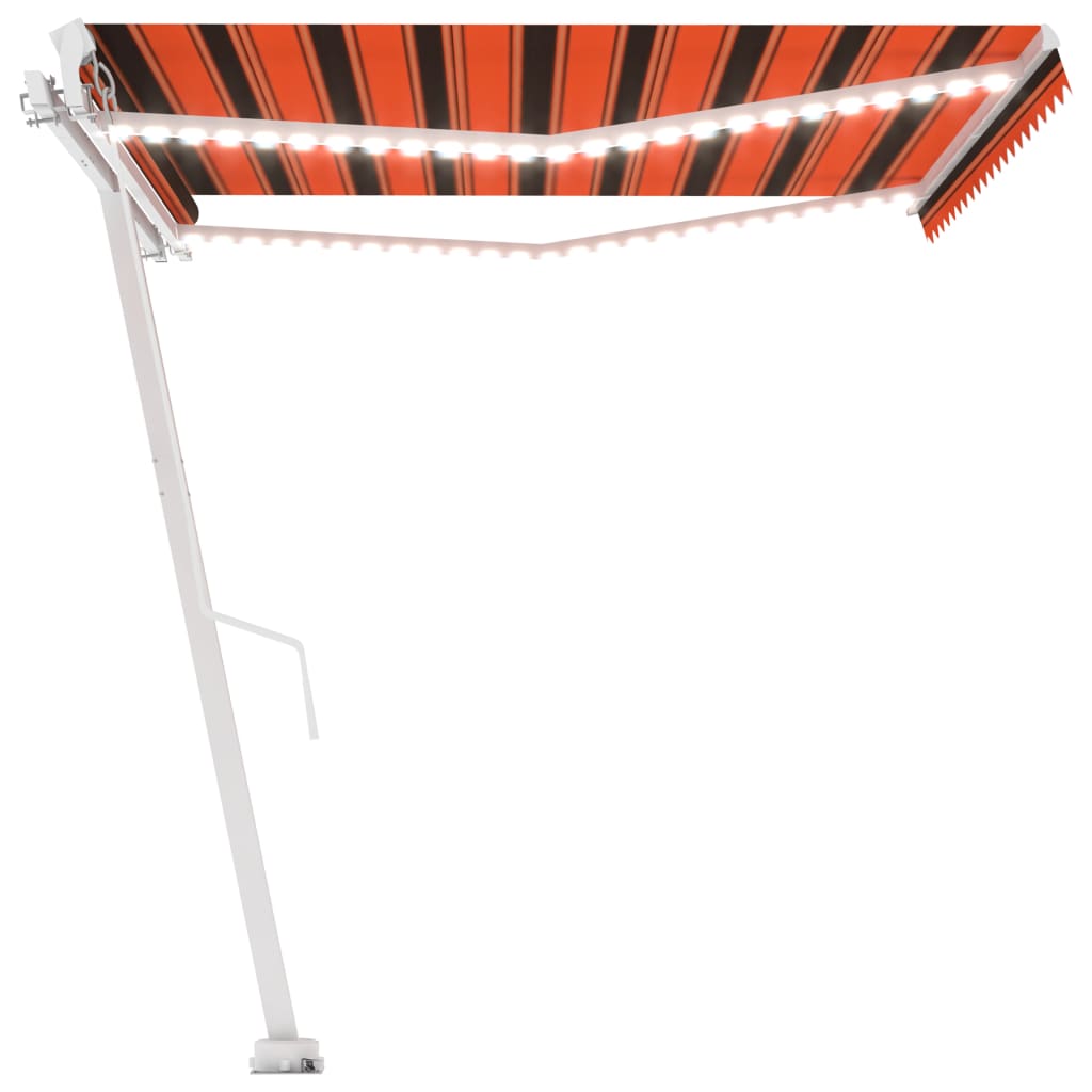 Manual Retractable Awning with LED 400x300 cm Orange and Brown