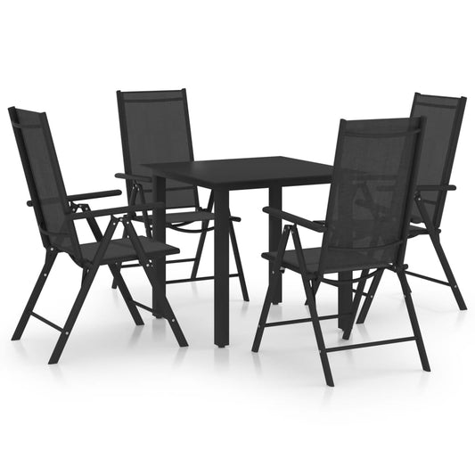 5 Piece Garden Dining Set Aluminium Black