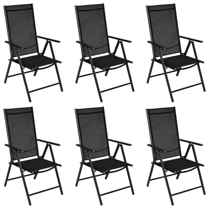 7 Piece Garden Dining Set Aluminium Black