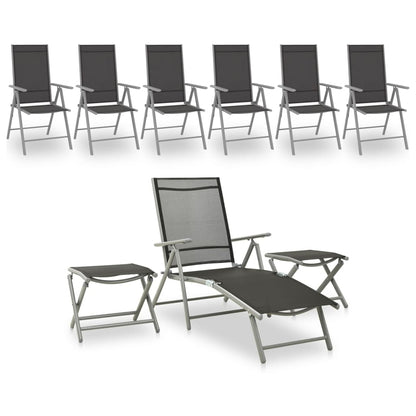 9 Piece Garden Lounge Set Black and Silver