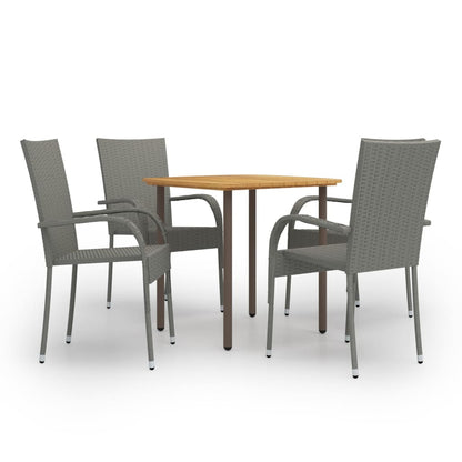 5 Piece Garden Dining Set Poly Rattan Grey