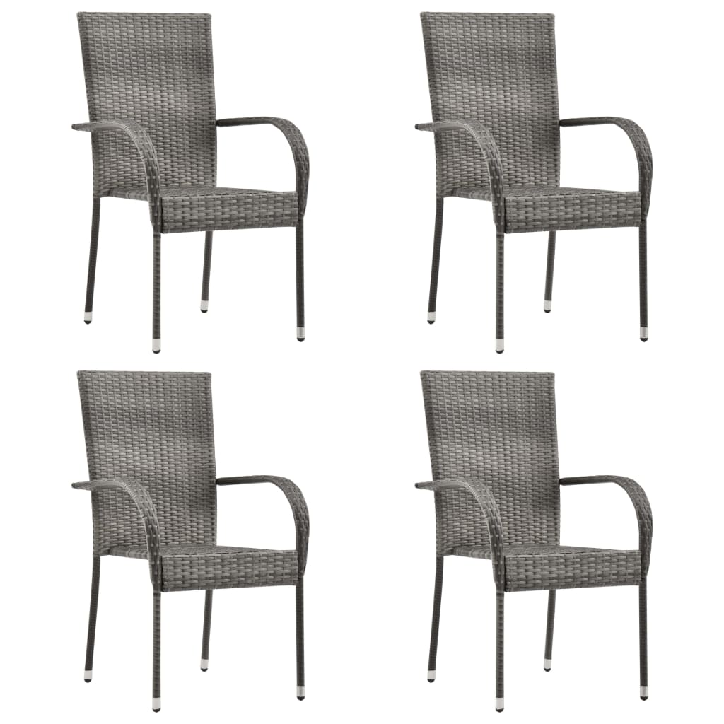 5 Piece Garden Dining Set Poly Rattan Grey