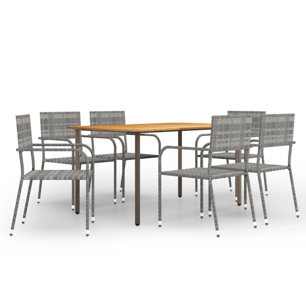 7 Piece Garden Dining Set Poly Rattan Anthracite